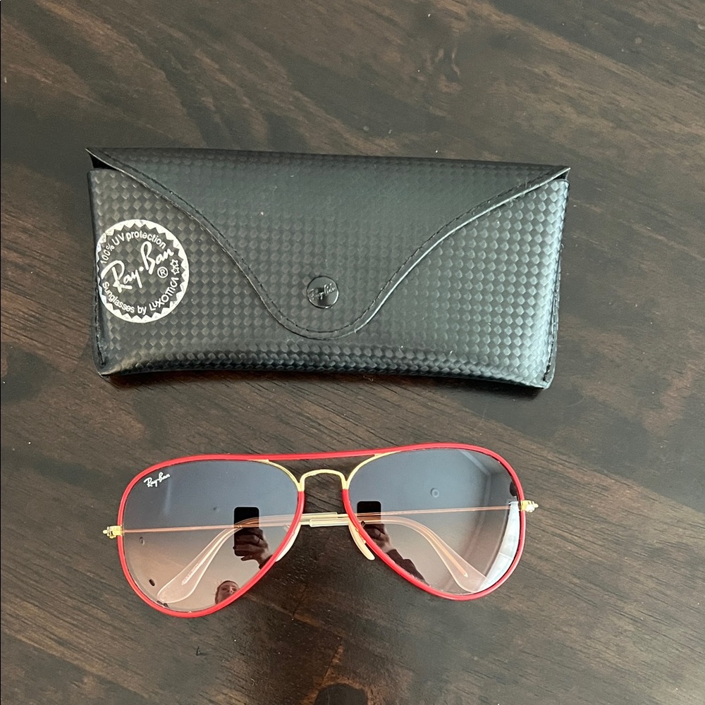 Ray-Ban Red and Gold Aviator Sunglasses